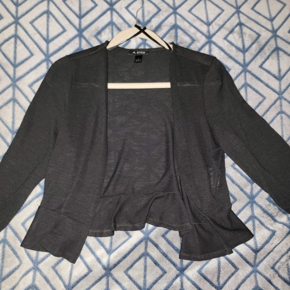 🧥💣🧥💣 NWT A. Byer Black Cropped Cardigan 💣🧥💣🧥 Size: L - Picture 3 of 3
